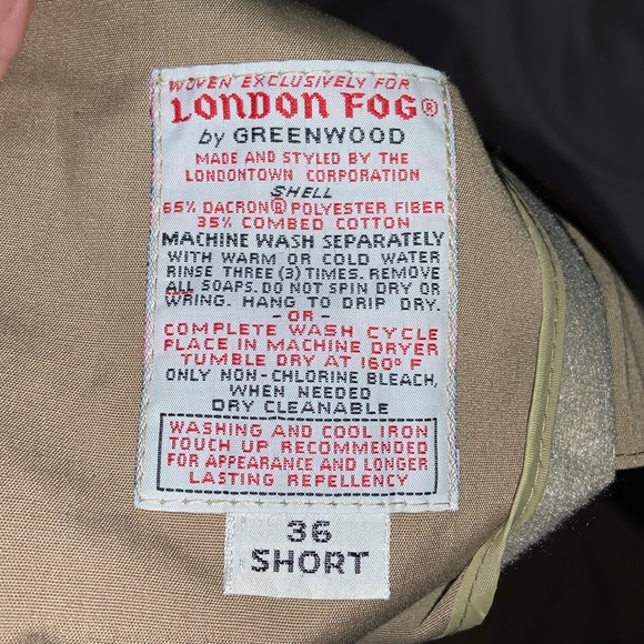 London Fog Maincoats trench coat double breasted with fleece liner 36 SHORT TAN - Picture 9 of 14